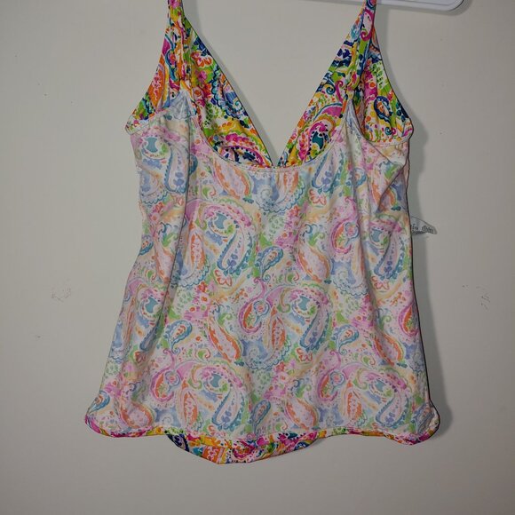 Lauren Ralph Lauren Tankini Top Size 16 Multicolored Paisley Red - Picture 9 of 9
